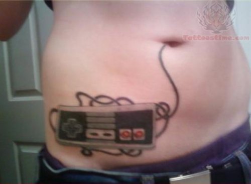 Game Remote Belly Button Tattoo